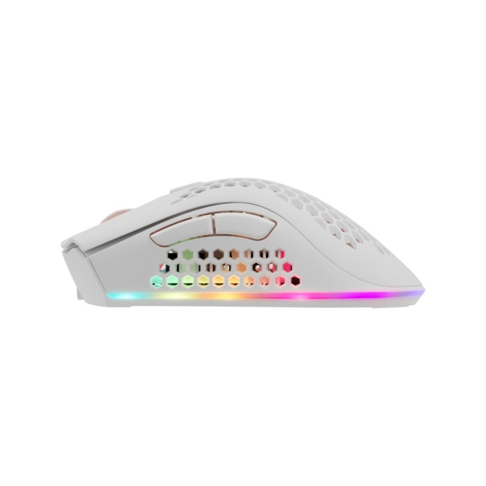 biała bezprzewodowa mysz gamingowa z podświetleniem RGB